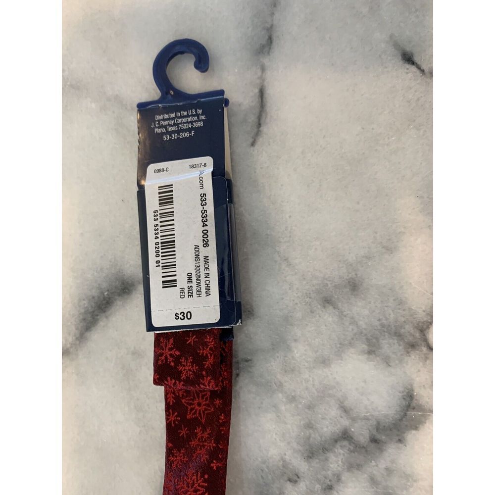 New Stafford Red Burgundy Snowflake Snowflakes Winter Pretied Bowtie Bow Tie - Picture 5 of 6